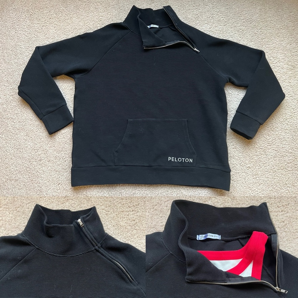 Peloton Rib Side Zip Sweatshirt w Asymmetric 1/4 Zip
